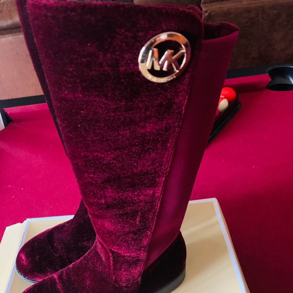 Michael Kors Plum Suede Boots For Little Girl